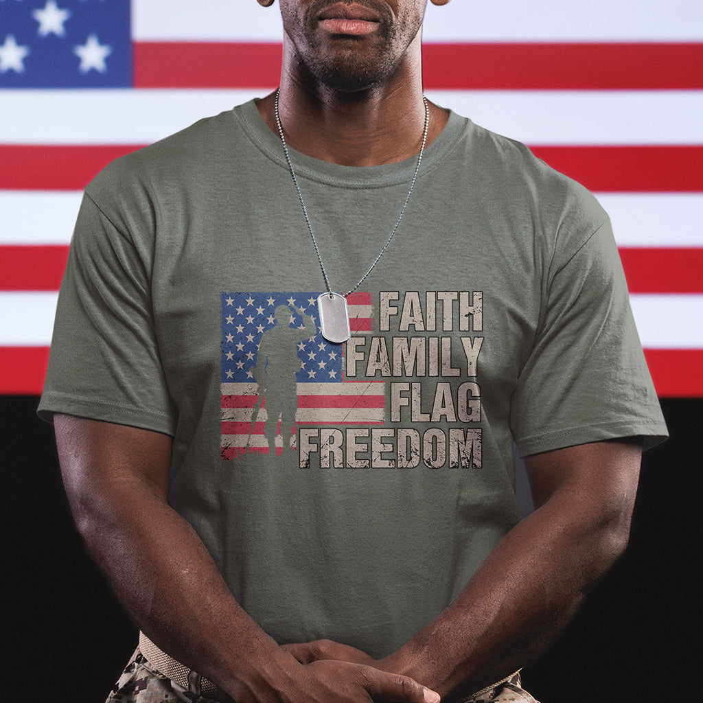 American Patriotic T Shirt Faith Family Flag Freedom US Flag Patriot - Wonder Print Shop