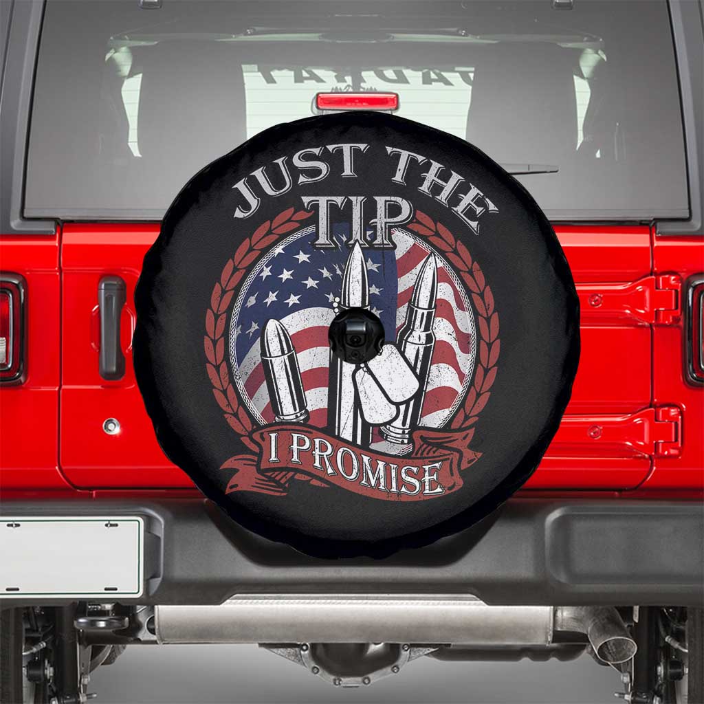 Funny Veteran Spare Tire Cover Just The Tip I Promise American Flag Bullets