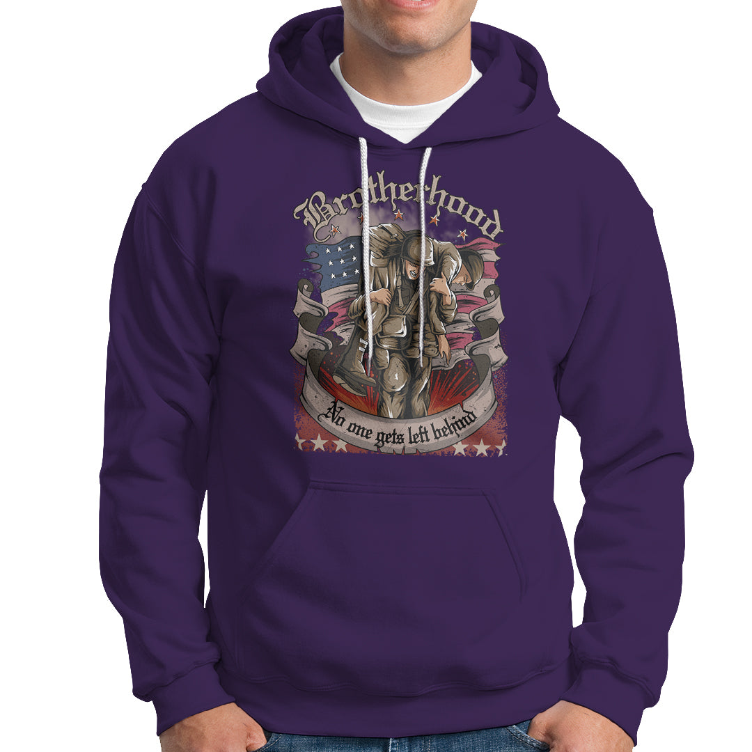 American Patriotic Hoodie Brotherhood No One Gets Left Behind US Flag Soldiers - Wonder Print Shop