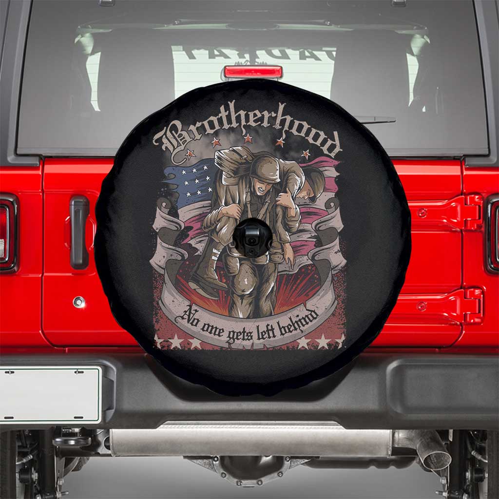 American Patriotic Spare Tire Cover Brotherhood No One Gets Left Behind US Flag Soldiers