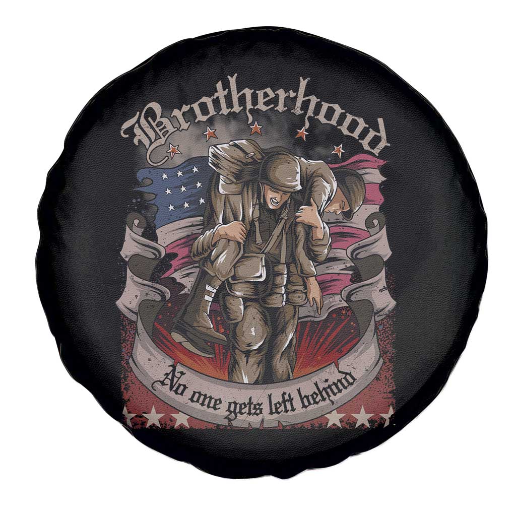 American Patriotic Spare Tire Cover Brotherhood No One Gets Left Behind US Flag Soldiers