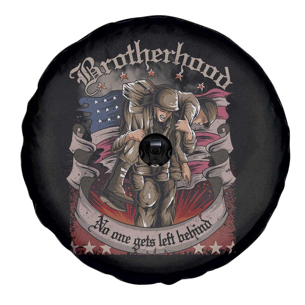 American Patriotic Spare Tire Cover Brotherhood No One Gets Left Behind US Flag Soldiers