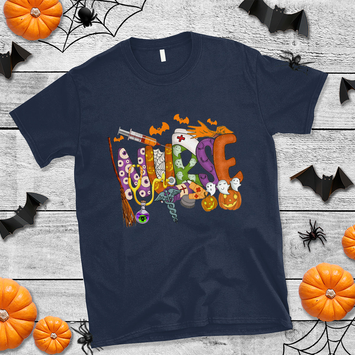 Halloween Nurse T Shirt Spooky Season Nurse Witch Ghost Halloween Costume - Wonder Print Shop