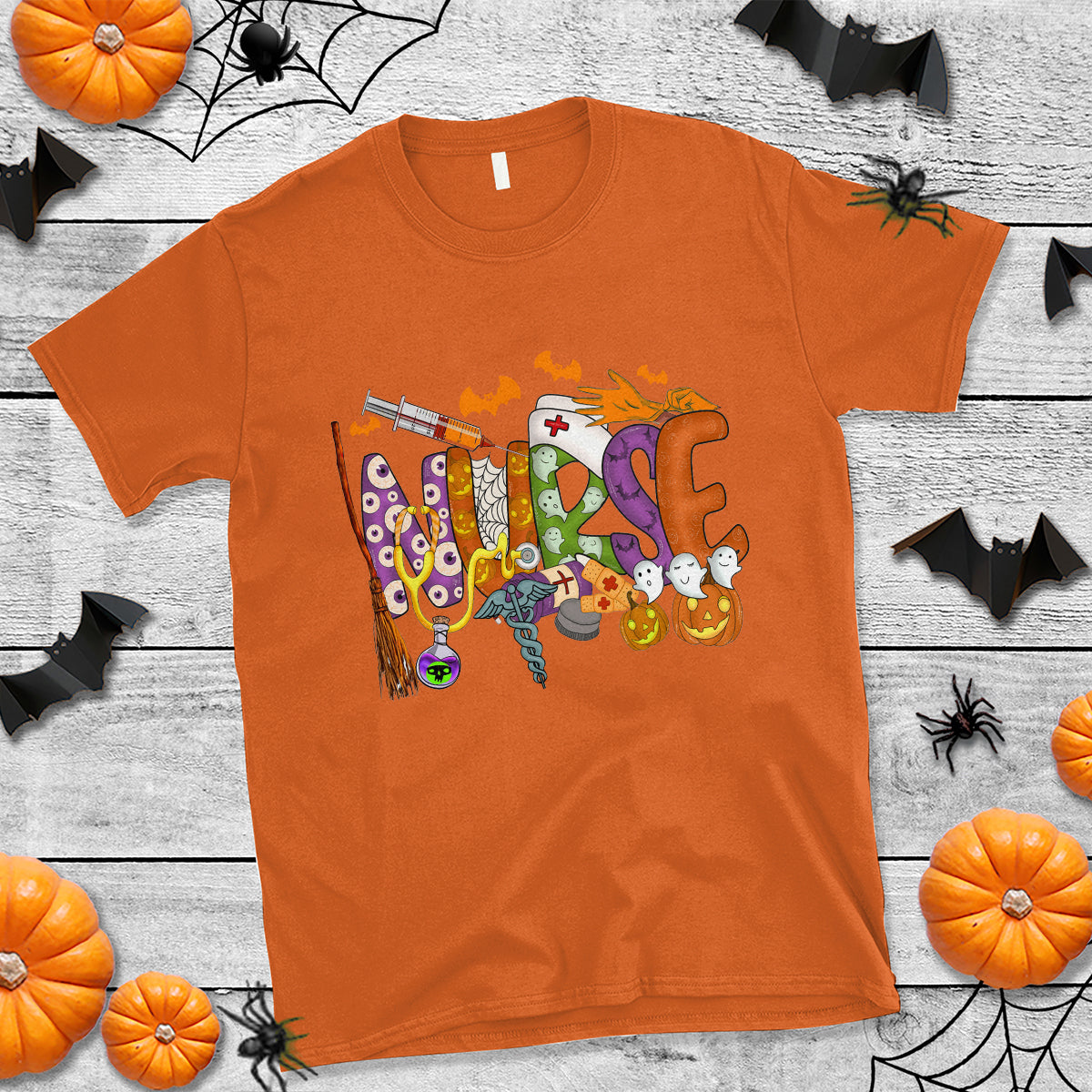 Halloween Nurse T Shirt Spooky Season Nurse Witch Ghost Halloween Costume - Wonder Print Shop