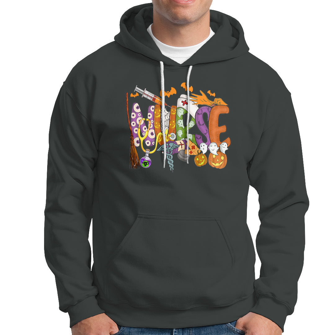Halloween Nurse Hoodie Spooky Season Nurse Witch Ghost Halloween Costume - Wonder Print Shop