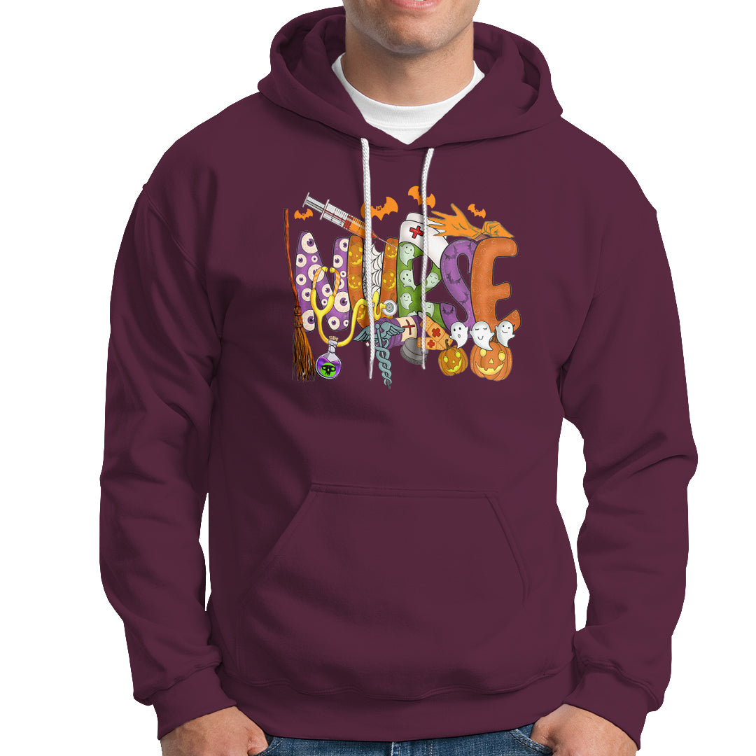 Halloween Nurse Hoodie Spooky Season Nurse Witch Ghost Halloween Costume - Wonder Print Shop