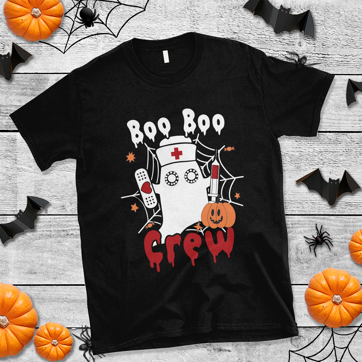 Halloween Nurse T Shirt Boo Boo Crew Nurse Ghost Halloween Costume Boo Sheet - Wonder Print Shop