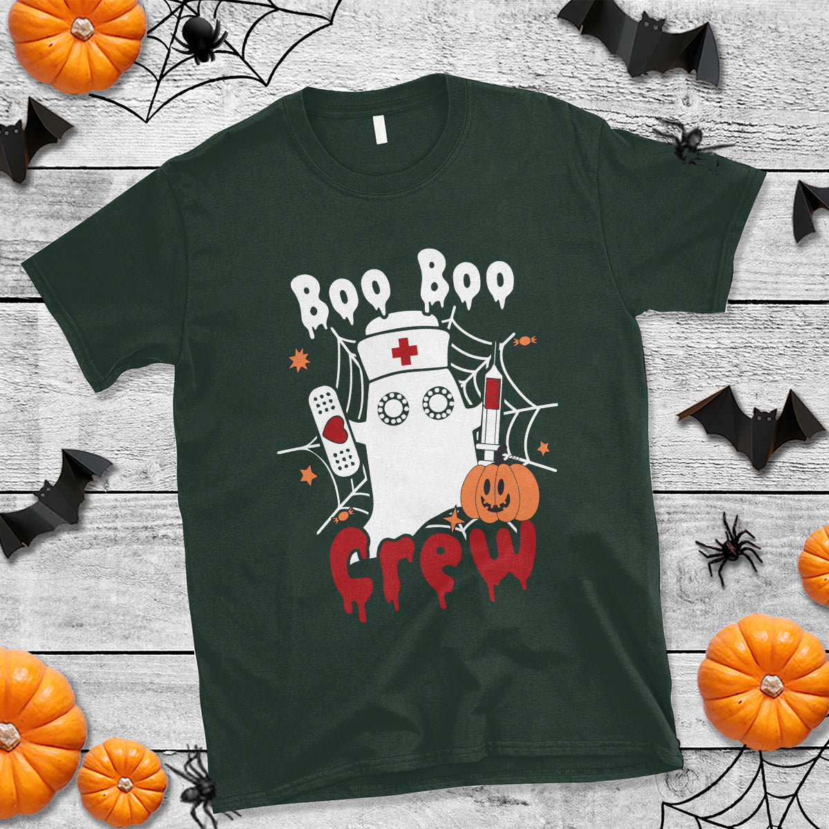Halloween Nurse T Shirt Boo Boo Crew Nurse Ghost Halloween Costume Boo Sheet - Wonder Print Shop