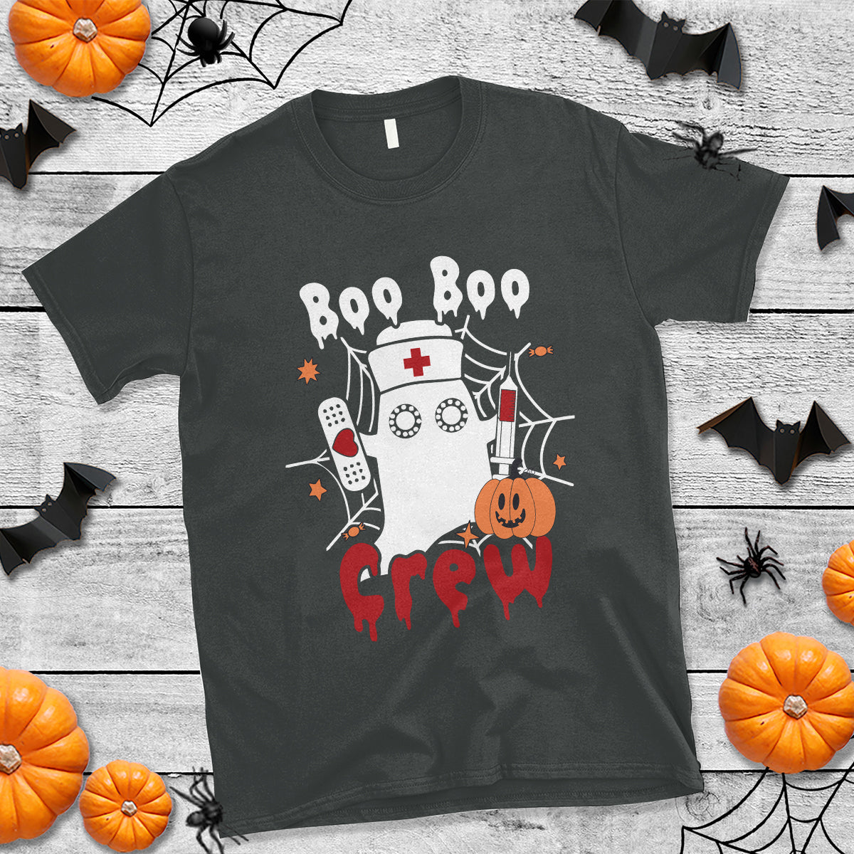 Halloween Nurse T Shirt Boo Boo Crew Nurse Ghost Halloween Costume Boo Sheet - Wonder Print Shop