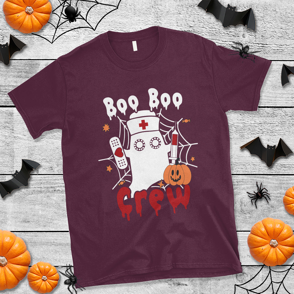 Halloween Nurse T Shirt Boo Boo Crew Nurse Ghost Halloween Costume Boo Sheet - Wonder Print Shop