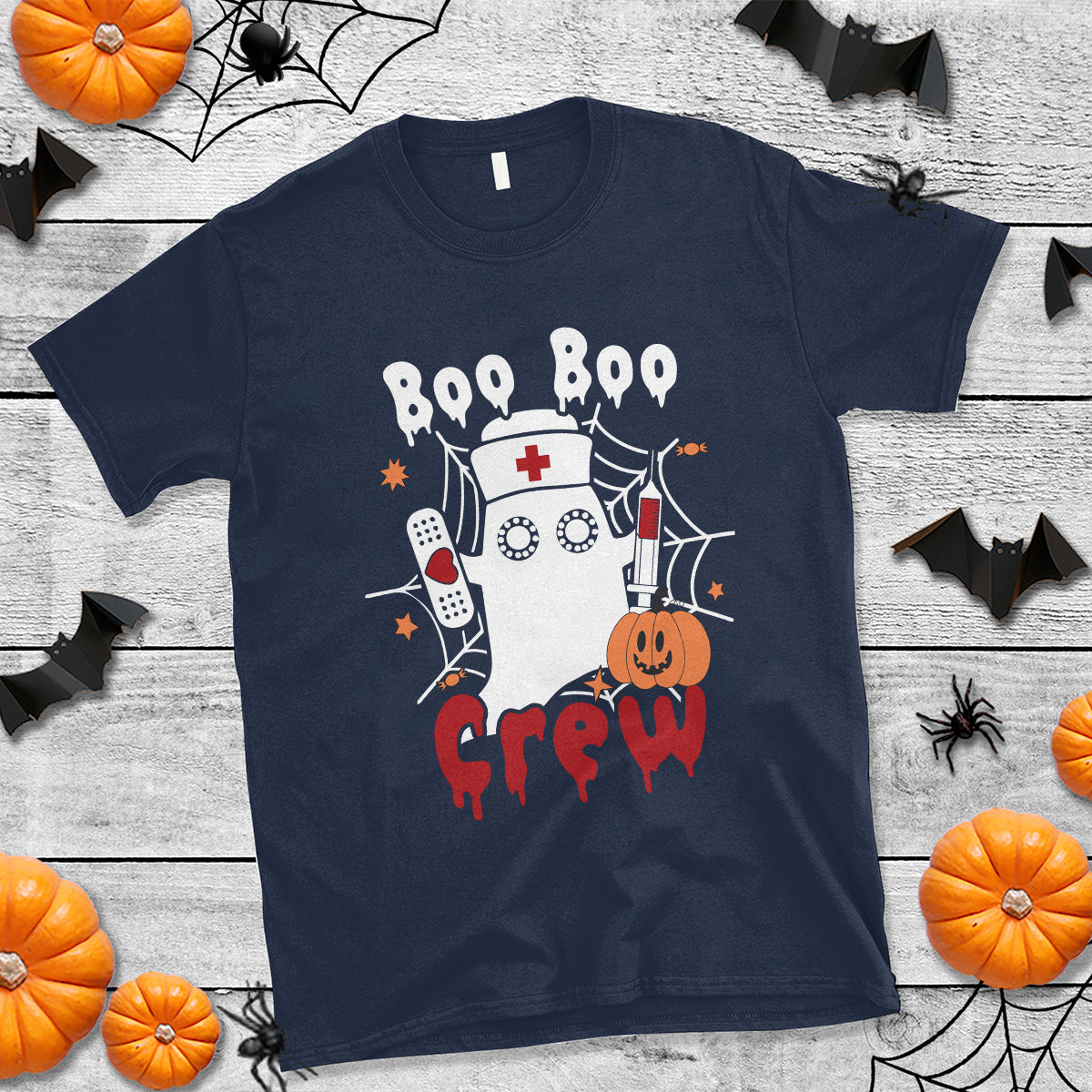Halloween Nurse T Shirt Boo Boo Crew Nurse Ghost Halloween Costume Boo Sheet - Wonder Print Shop