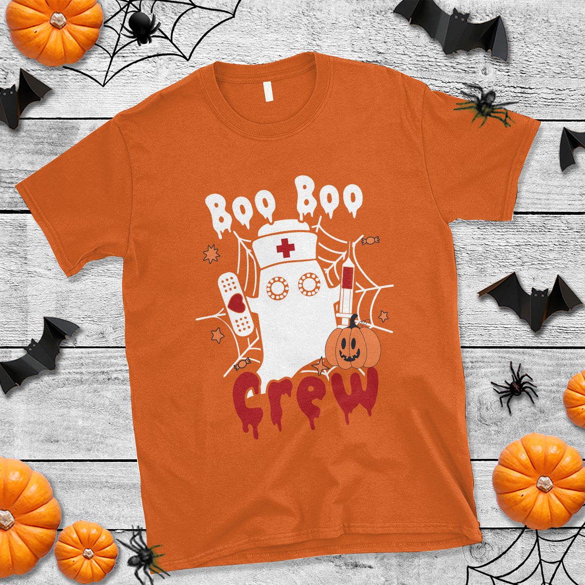Halloween Nurse T Shirt Boo Boo Crew Nurse Ghost Halloween Costume Boo Sheet - Wonder Print Shop