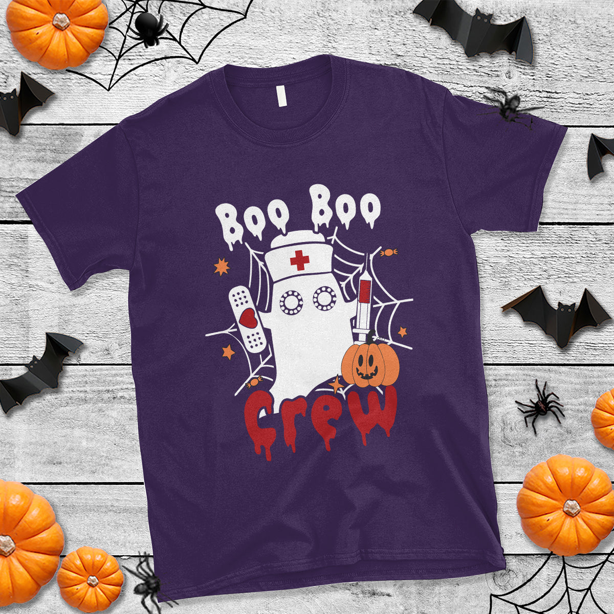 Halloween Nurse T Shirt Boo Boo Crew Nurse Ghost Halloween Costume Boo Sheet - Wonder Print Shop