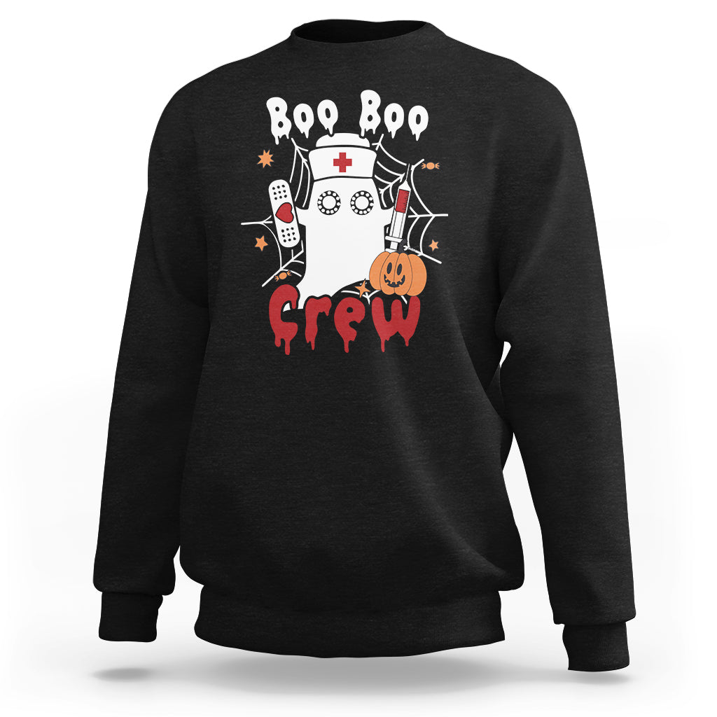 Halloween Nurse Sweatshirt Boo Boo Crew Nurse Ghost Halloween Costume Boo Sheet - Wonder Print Shop