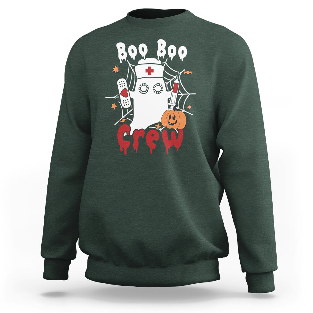 Halloween Nurse Sweatshirt Boo Boo Crew Nurse Ghost Halloween Costume Boo Sheet - Wonder Print Shop