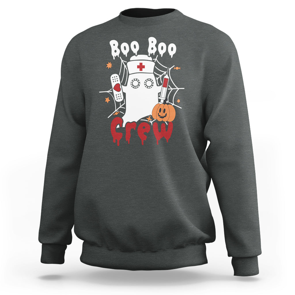 Halloween Nurse Sweatshirt Boo Boo Crew Nurse Ghost Halloween Costume Boo Sheet - Wonder Print Shop