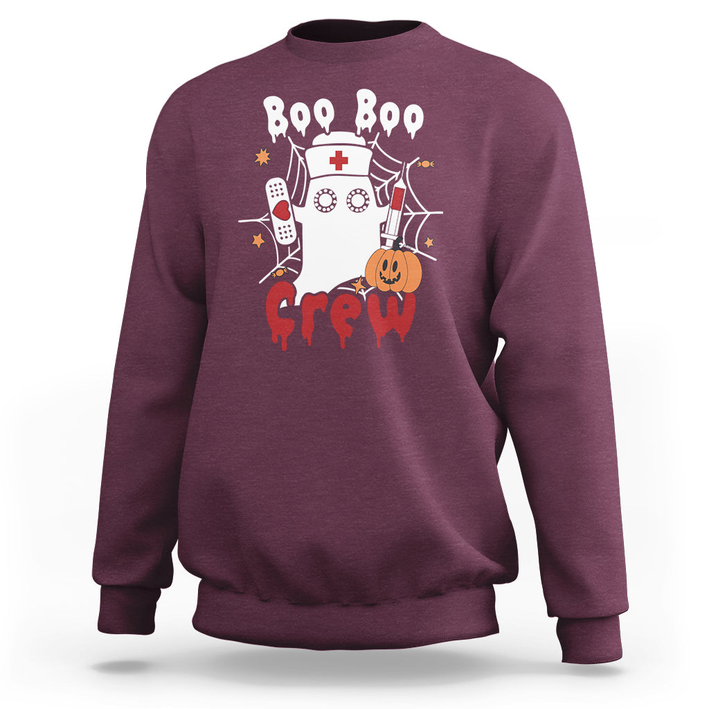 Halloween Nurse Sweatshirt Boo Boo Crew Nurse Ghost Halloween Costume Boo Sheet - Wonder Print Shop