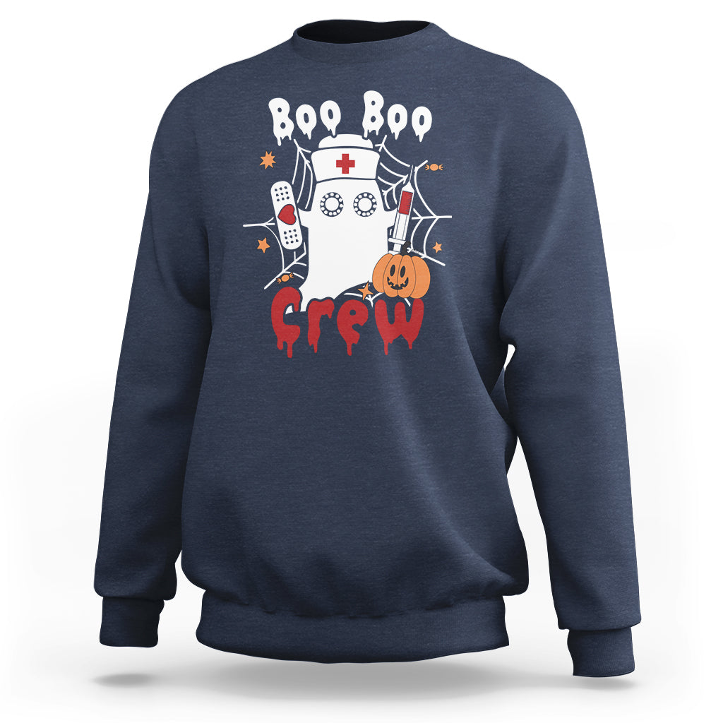 Halloween Nurse Sweatshirt Boo Boo Crew Nurse Ghost Halloween Costume Boo Sheet - Wonder Print Shop