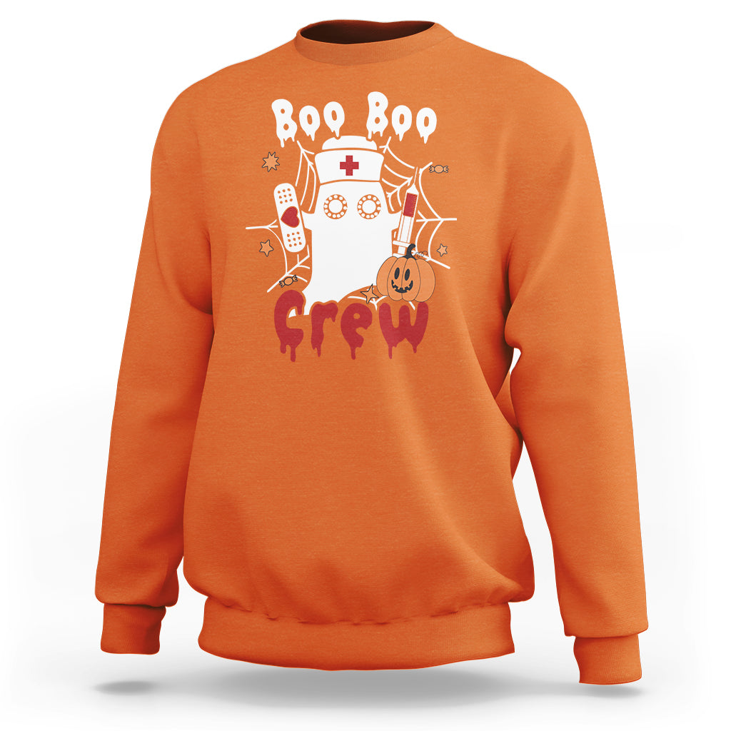 Halloween Nurse Sweatshirt Boo Boo Crew Nurse Ghost Halloween Costume Boo Sheet - Wonder Print Shop