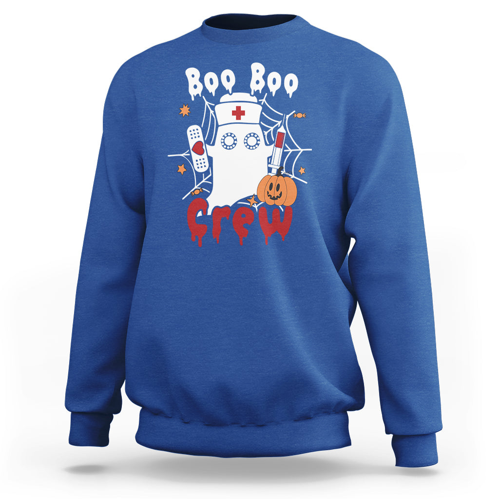 Halloween Nurse Sweatshirt Boo Boo Crew Nurse Ghost Halloween Costume Boo Sheet - Wonder Print Shop