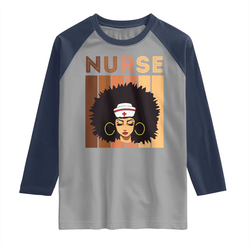 Black Nurse Raglan Shirt Magic Afro Melanin RN Woman