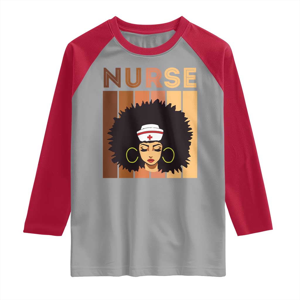 Black Nurse Raglan Shirt Magic Afro Melanin RN Woman