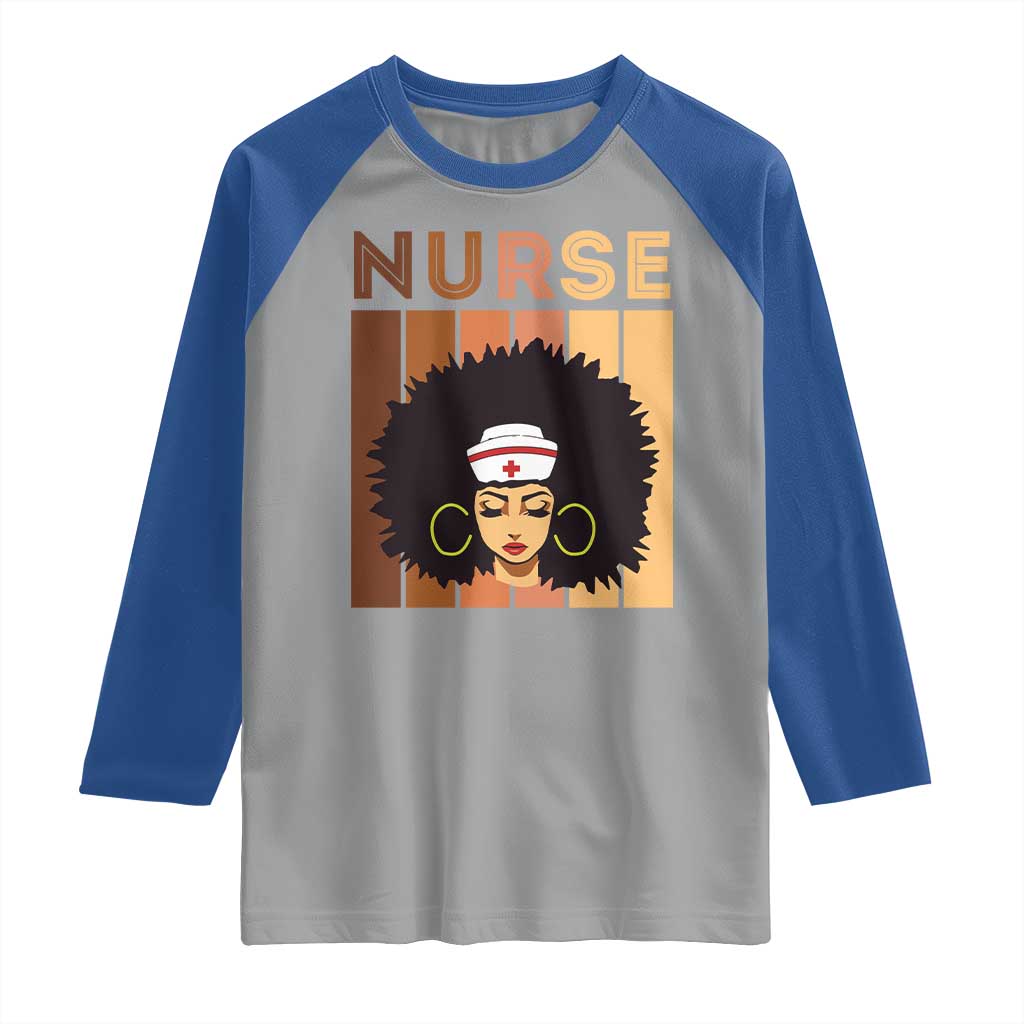 Black Nurse Raglan Shirt Magic Afro Melanin RN Woman