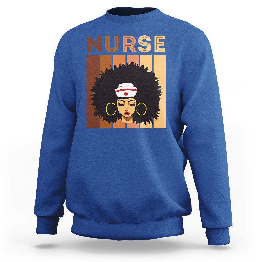 Black Nurse Sweatshirt Nurse Black Woman Magic Afro Melanin Queen Black History - Wonder Print Shop