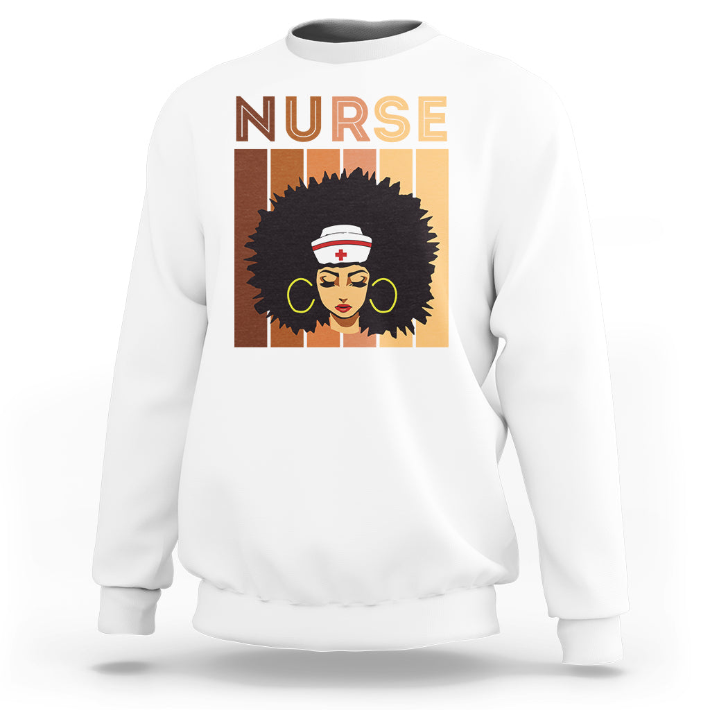 Black Nurse Sweatshirt Nurse Black Woman Magic Afro Melanin Queen Black History - Wonder Print Shop