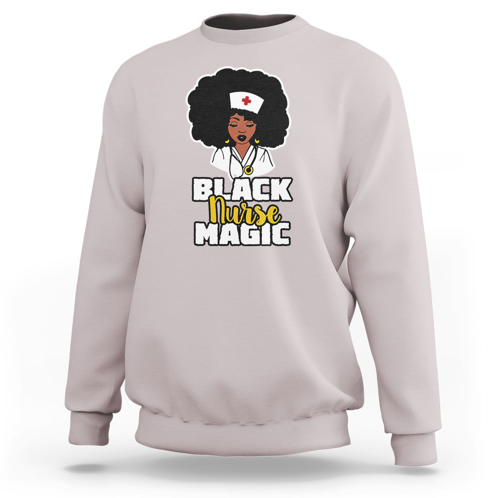 Black Nurse Sweatshirt Nurse Black Woman Magic Afro Melanin Queen Black History - Wonder Print Shop