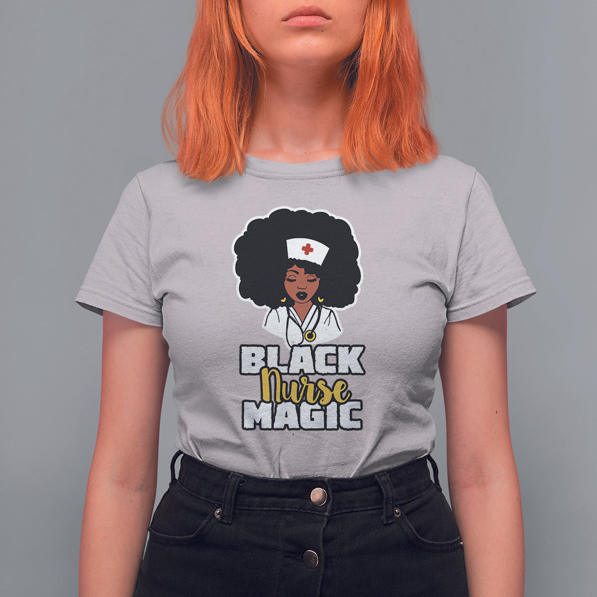 Black Nurse T Shirt For Women Nurse Black Woman Magic Afro Melanin Queen Black History - Wonder Print Shop