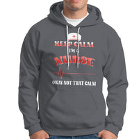 Funny Nurse Hoodie Keep Calm I'm A Nurse Not That Calm Heartbeat Funny Nurse - Wonder Print Shop