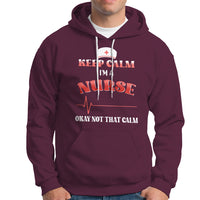 Funny Nurse Hoodie Keep Calm I'm A Nurse Not That Calm Heartbeat Funny Nurse - Wonder Print Shop