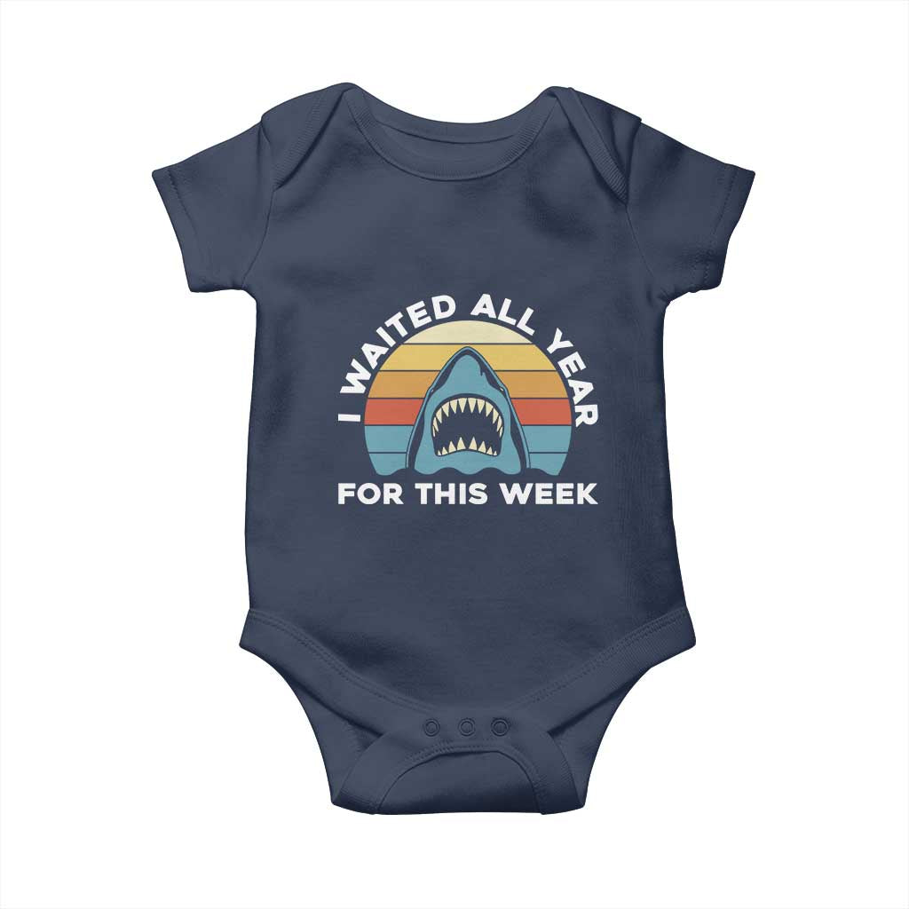 Funny Shark Lover Week Retro Baby Onesie I Waited All Year For This Week Ocean Wildlife - Wonder Print Shop