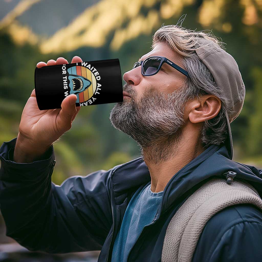 Funny Shark Lover Week Retro 4 in 1 Can Cooler Tumbler I Waited All Year For This Week Ocean Wildlife - Wonder Print Shop