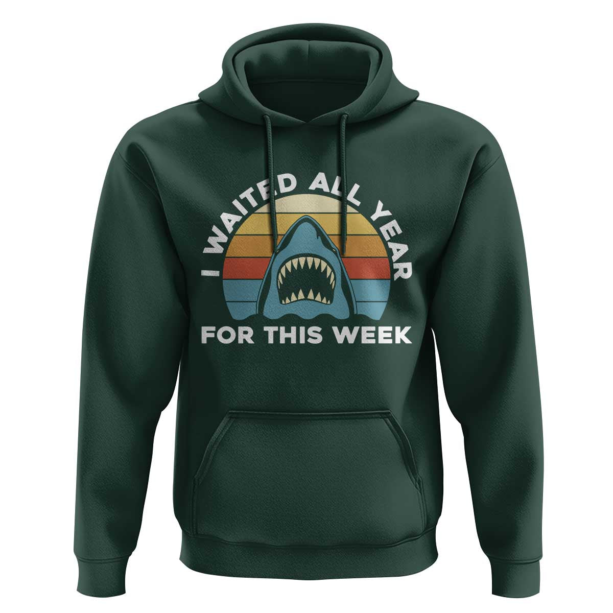 Funny Shark Lover Week Retro Hoodie I Waited All Year For This Week Ocean Wildlife - Wonder Print Shop