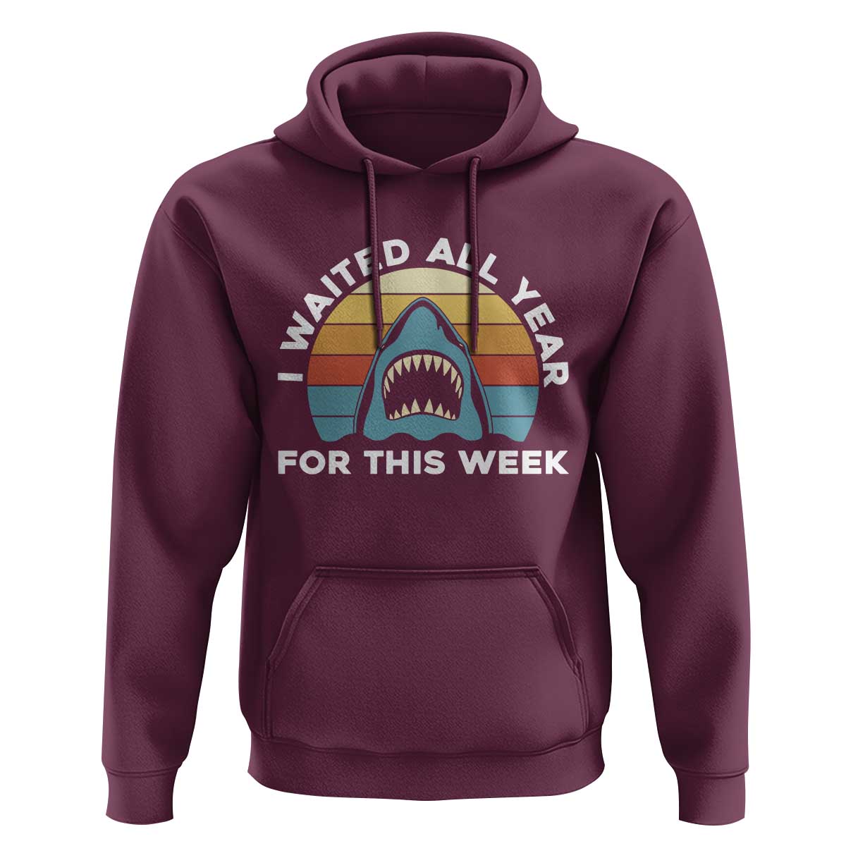 Funny Shark Lover Week Retro Hoodie I Waited All Year For This Week Ocean Wildlife - Wonder Print Shop
