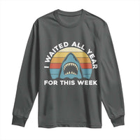 Funny Shark Lover Week Retro Long Sleeve Shirt I Waited All Year For This Week Ocean Wildlife - Wonder Print Shop