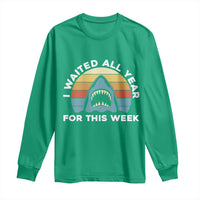 Funny Shark Lover Week Retro Long Sleeve Shirt I Waited All Year For This Week Ocean Wildlife - Wonder Print Shop