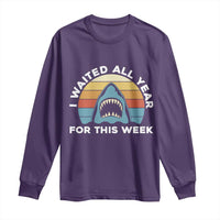 Funny Shark Lover Week Retro Long Sleeve Shirt I Waited All Year For This Week Ocean Wildlife - Wonder Print Shop