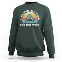 Funny Shark Lover Week Retro Sweatshirt I Waited All Year For This Week Ocean Wildlife - Wonder Print Shop