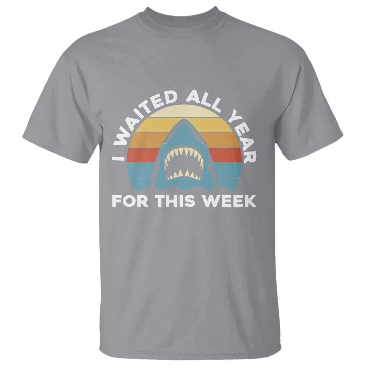 Funny Shark Lover Week Retro T Shirt I Waited All Year For This Week Ocean Wildlife - Wonder Print Shop