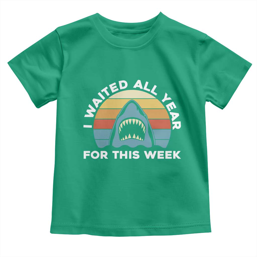 Funny Shark Lover Week Retro Toddler T Shirt I Waited All Year For This Week Ocean Wildlife - Wonder Print Shop