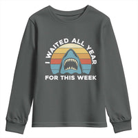 Funny Shark Lover Week Retro Youth Sweatshirt I Waited All Year For This Week Ocean Wildlife - Wonder Print Shop