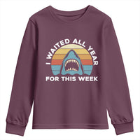 Funny Shark Lover Week Retro Youth Sweatshirt I Waited All Year For This Week Ocean Wildlife - Wonder Print Shop
