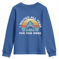 Funny Shark Lover Week Retro Youth Sweatshirt I Waited All Year For This Week Ocean Wildlife - Wonder Print Shop
