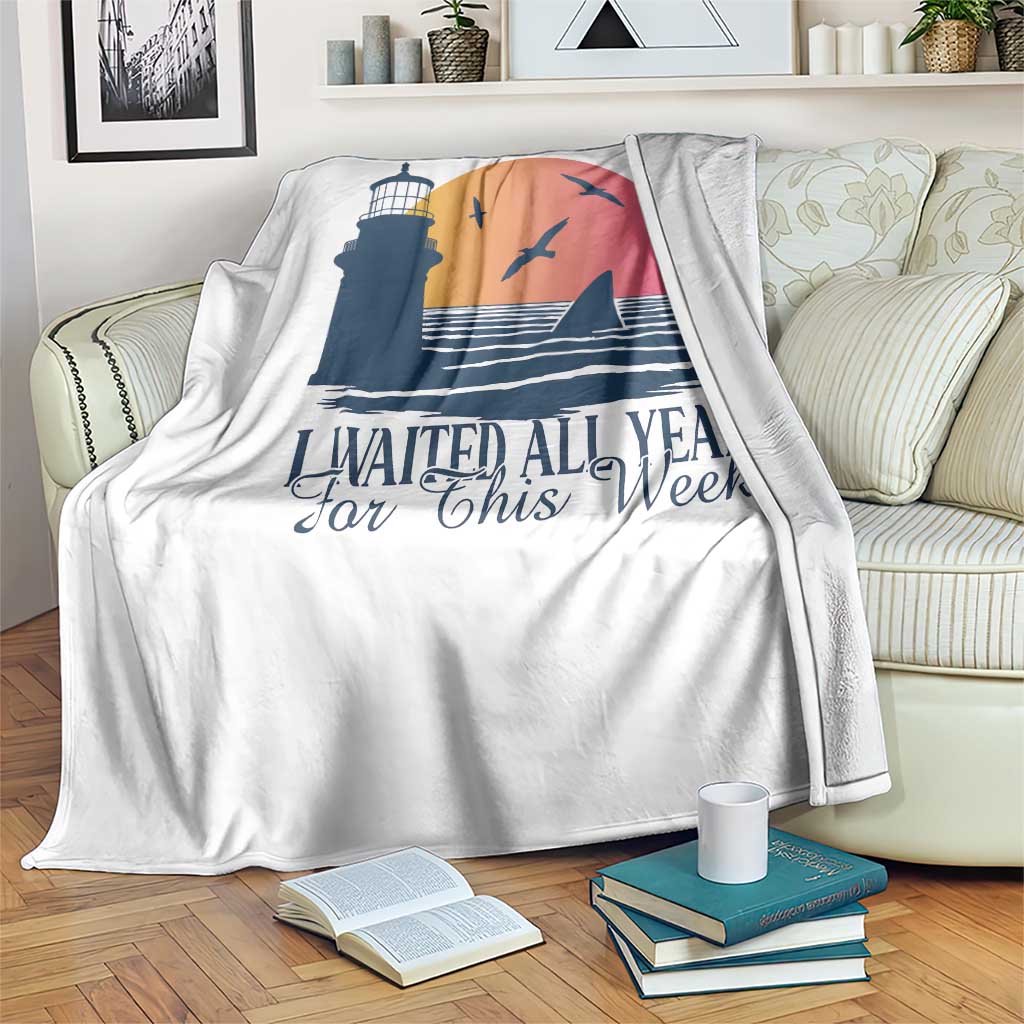 Funny Shark Lover Week Throw Blanket I Waited All Year For This Week - Wonder Print Shop
