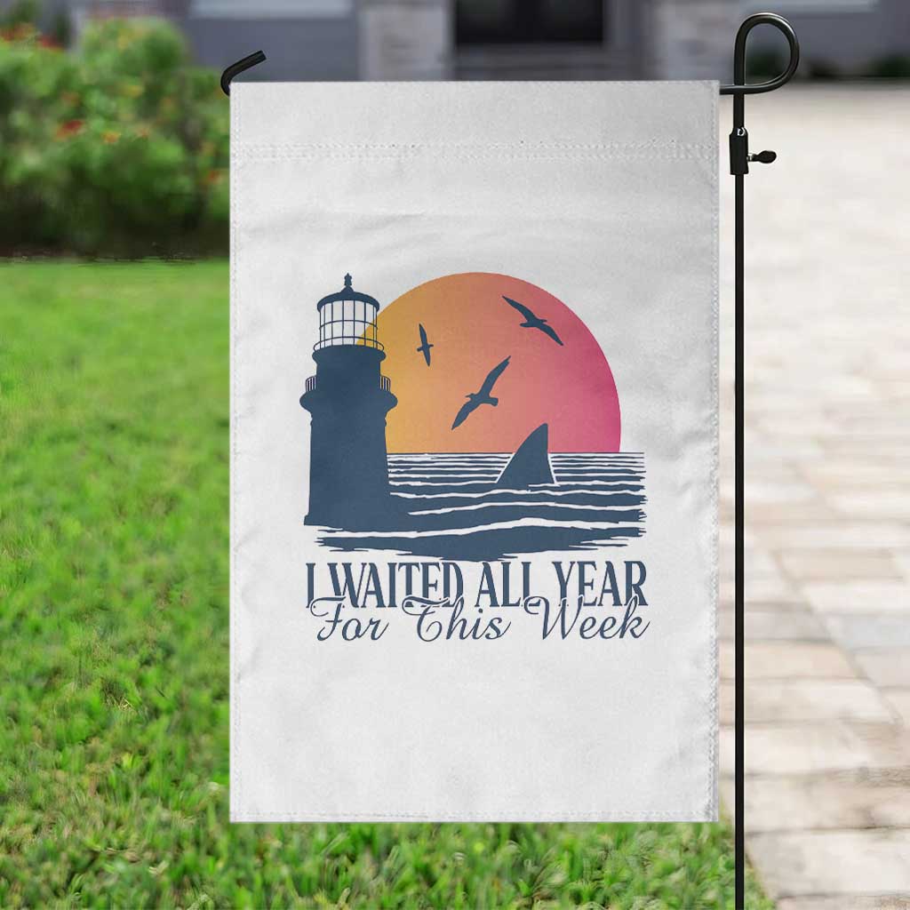 Funny Shark Lover Week Garden Flag I Waited All Year For This Week - Wonder Print Shop