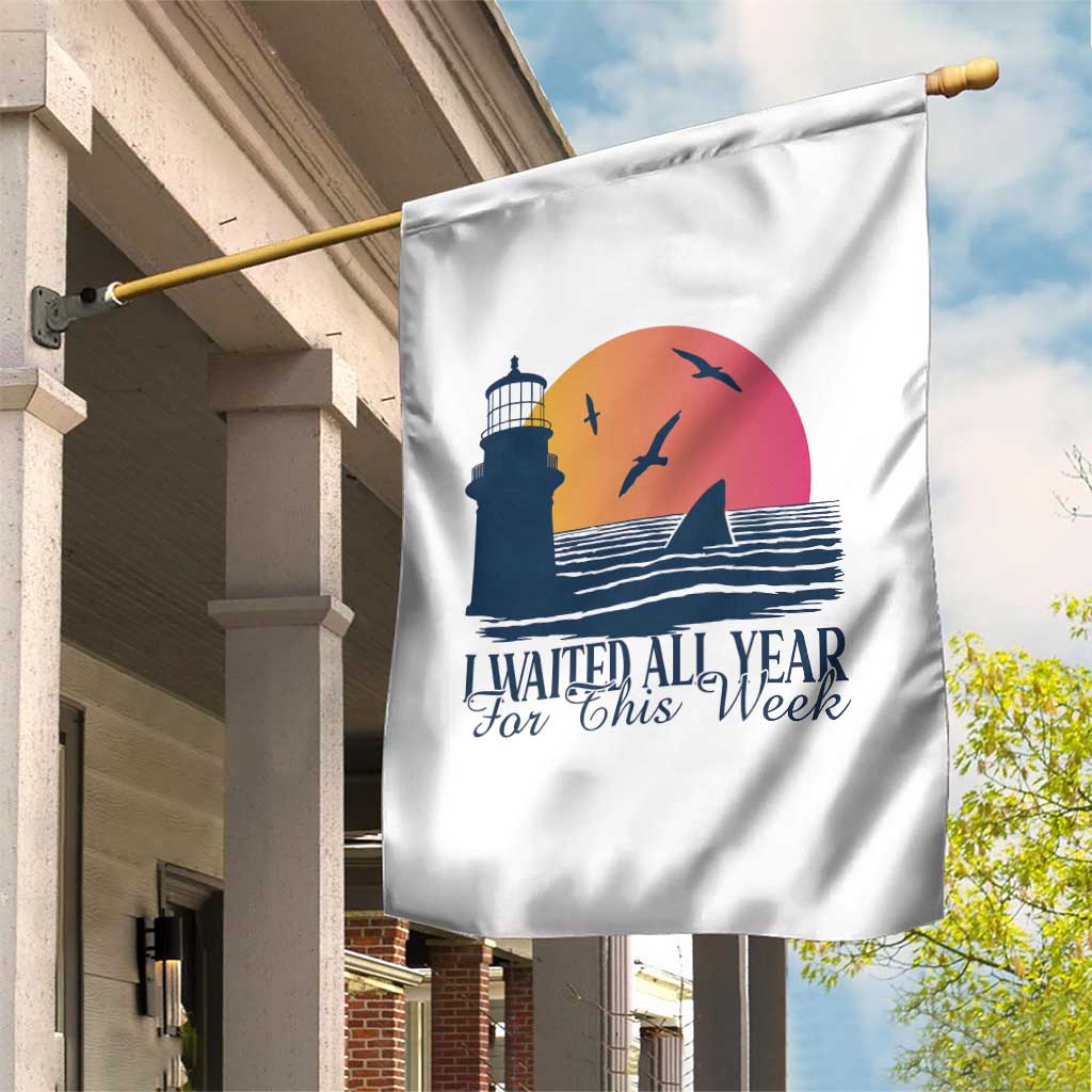 Funny Shark Lover Week Garden Flag I Waited All Year For This Week - Wonder Print Shop