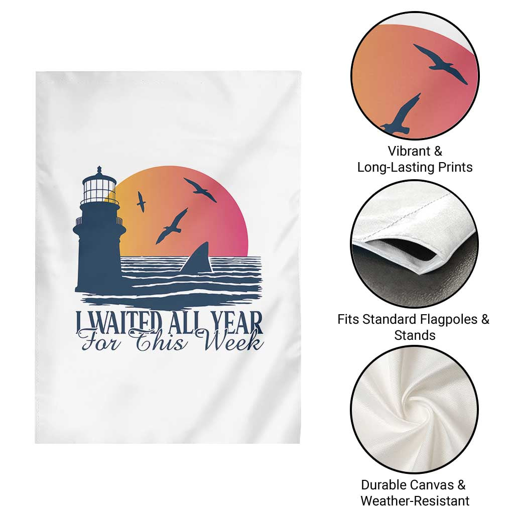 Funny Shark Lover Week Garden Flag I Waited All Year For This Week - Wonder Print Shop